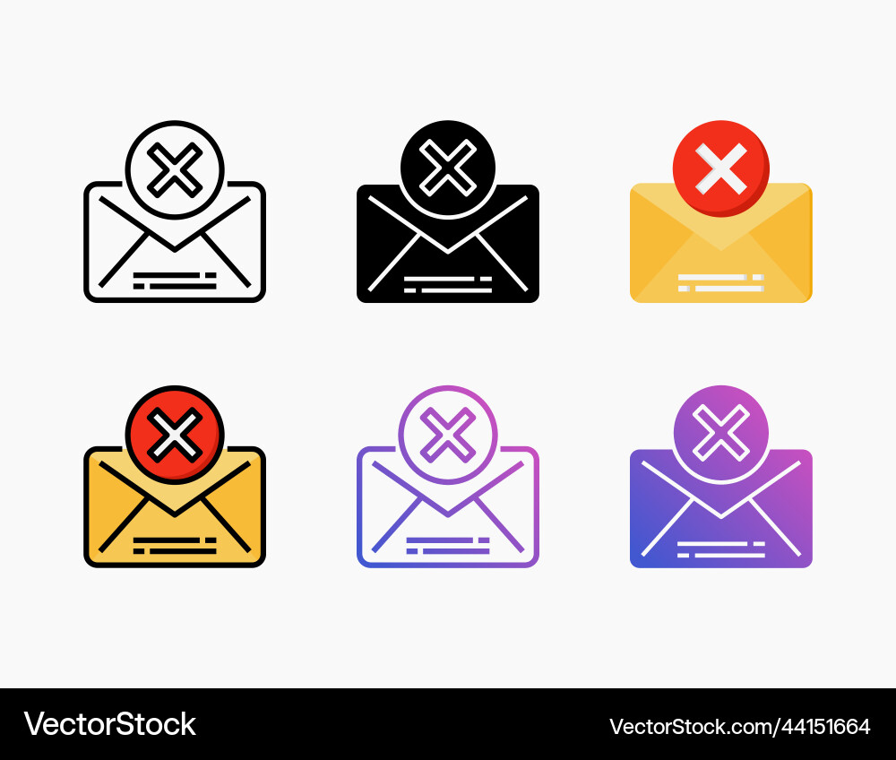 Mail remove icon set with different styles Mail remove icon set with different styles vector image