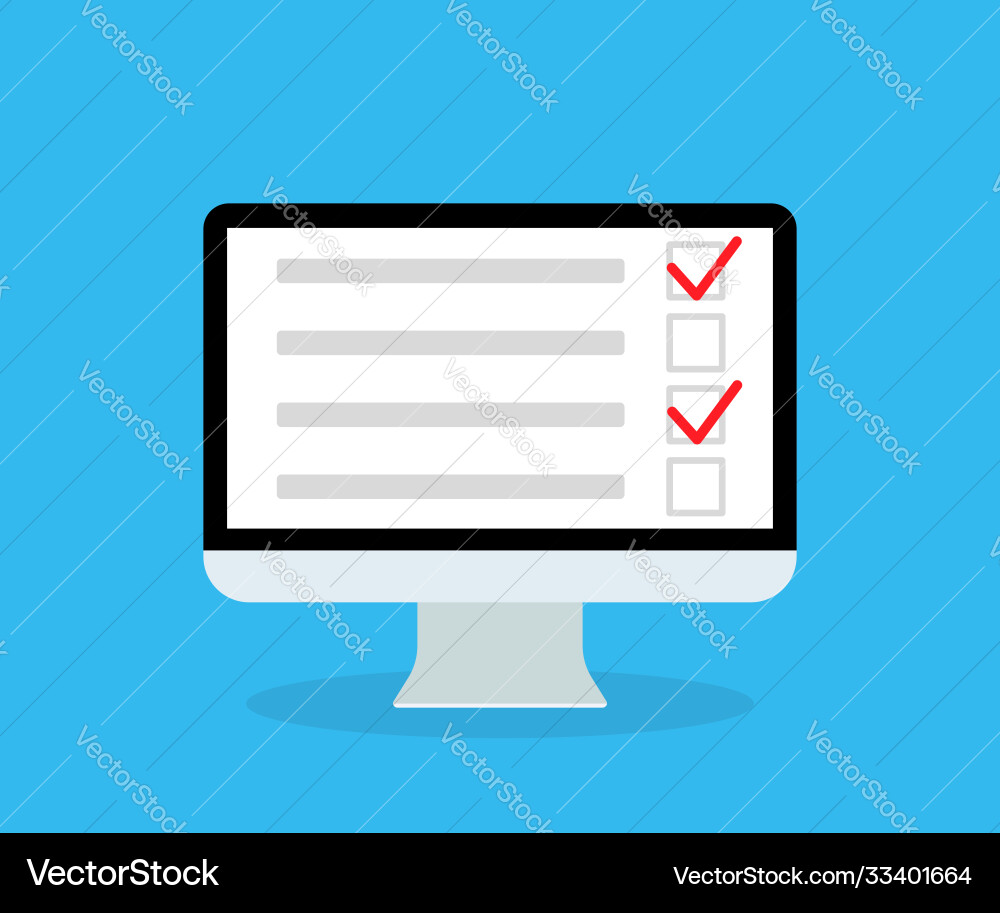 Online survey in computer list form quiz vector image