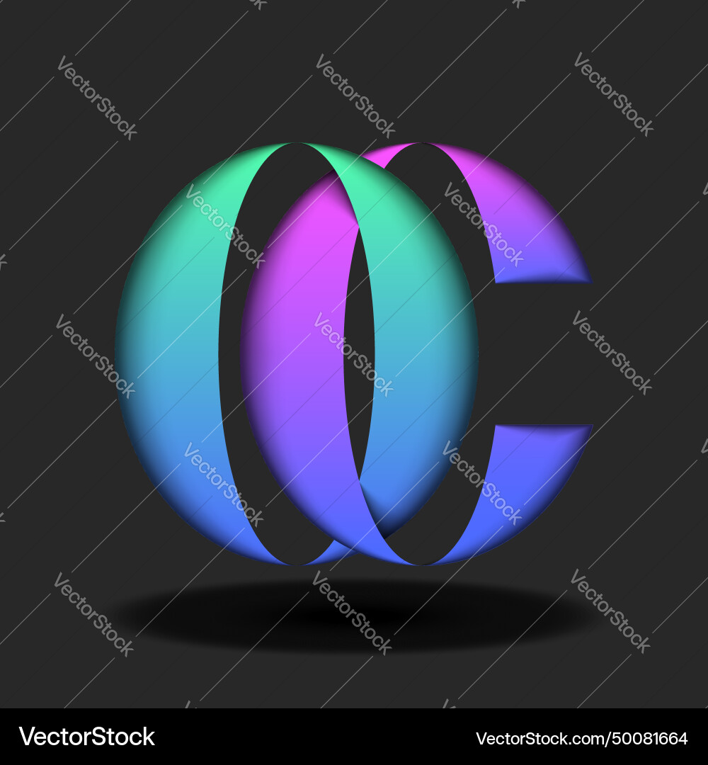 Overlapping letters co or oc initials logo Vector Image