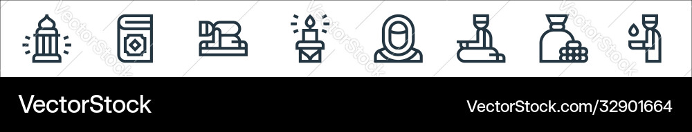 Ramadan line icons linear set quality Ramadan line icons linear set quality vector image