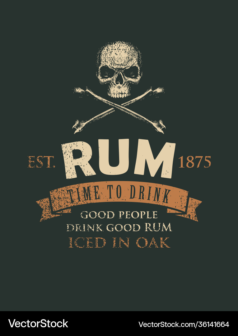 Retro Rum Banner - Skull & Crossbones Vector Image