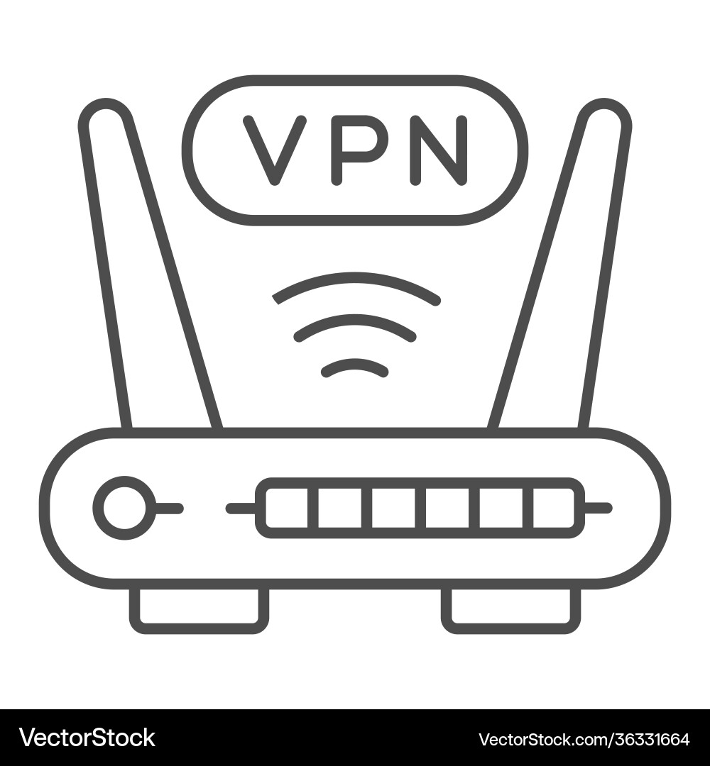 Router with vpn connection thin line icon web Router with vpn connection thin line icon web vector image