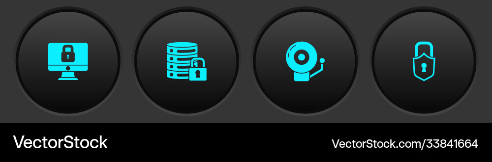 Set lock on computer monitor server security Set lock on computer monitor server security vector image
