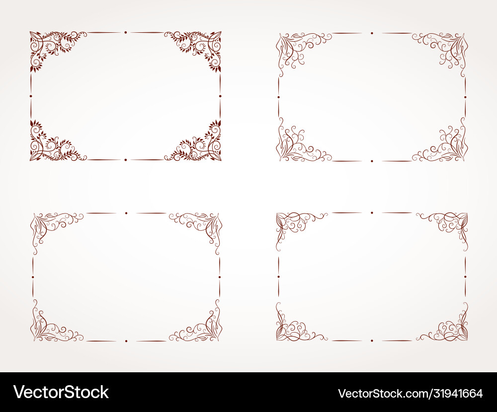Set rectangular ornamental frame Set rectangular ornamental frame vector image