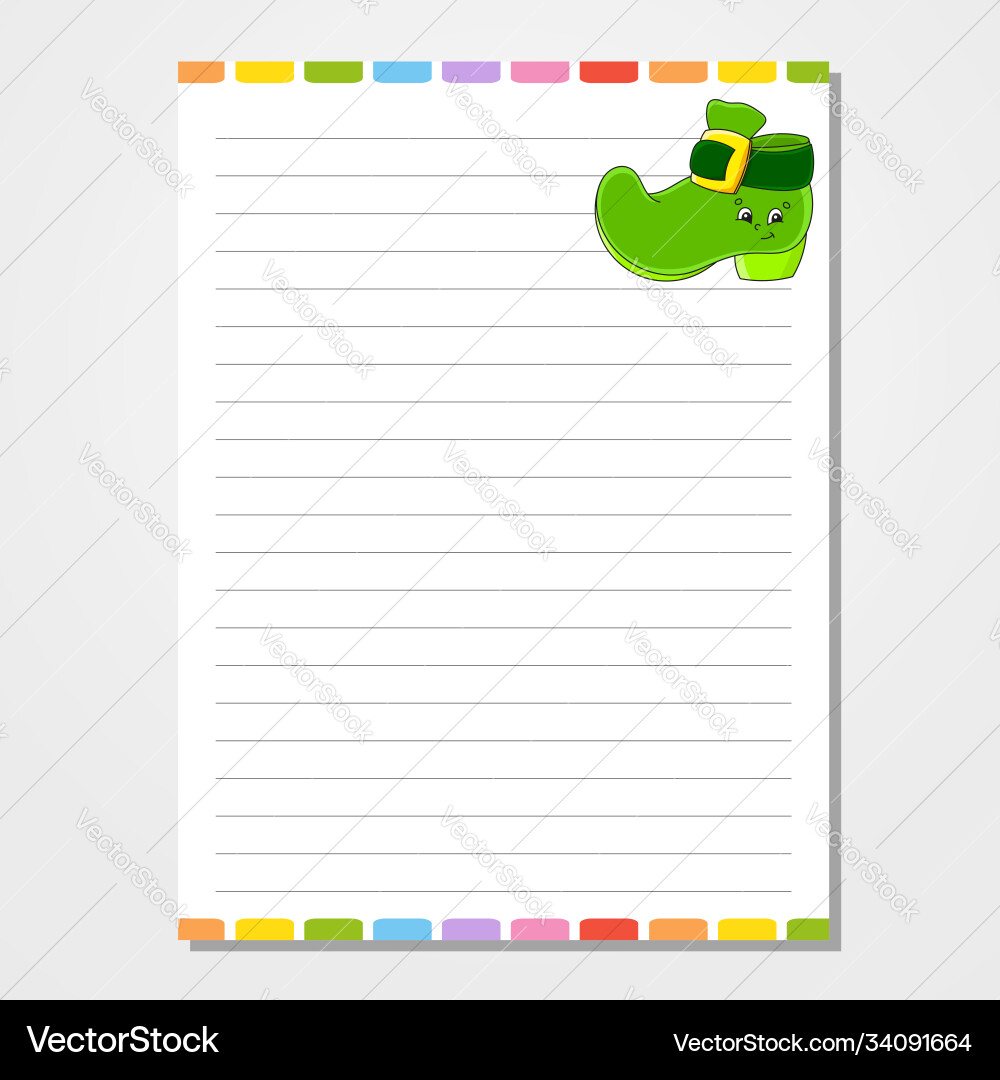 Sheet template for notebook notepad diary lined Sheet template for notebook notepad diary lined vector image