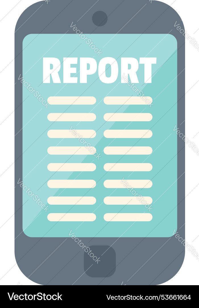 Smartphone showing a report on its screen Smartphone showing a report on its screen vector image