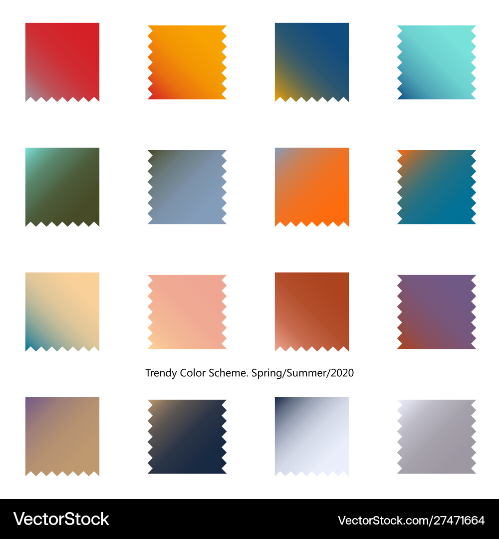 Trendy color scheme gradient patches spring Trendy color scheme gradient patches spring vector image