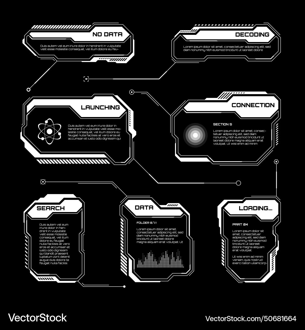 White futuristic hud ui elements sci-fi user White futuristic hud ui elements sci-fi user vector image
