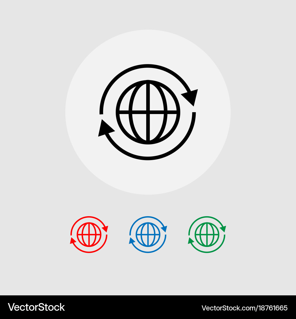 A set of global icons with arrows around Vector Image