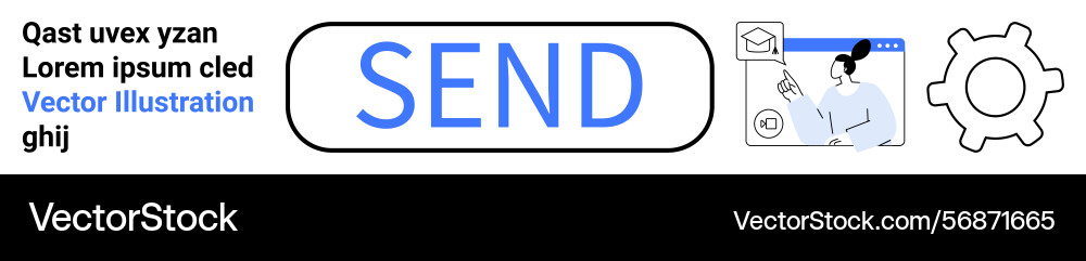 E-Mail-Sende-Taste mit Benutzer-Interaktion-Symbol E-Mail-Sende-Taste mit Benutzer-Interaktion-Symbol Vektorbild