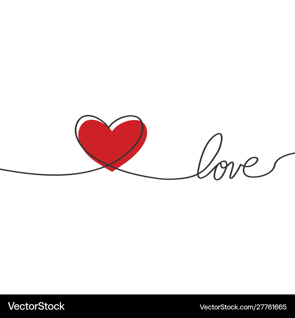 Heart in continuous drawing lines and glitch red Heart in continuous drawing lines and glitch red vector image