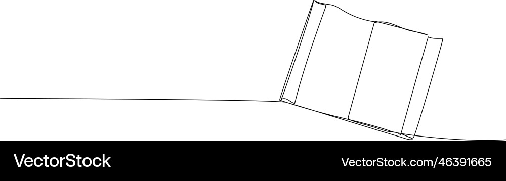 Large open notebook book one line art continuous Large open notebook book one line art continuous vector image