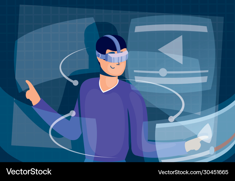 Man using augmented reality technology Vector Image