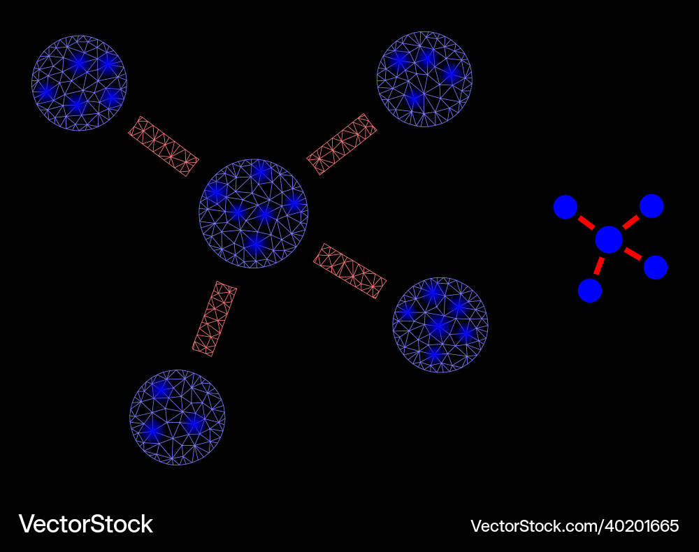 Mesh net connections with glowing Mesh net connections with glowing vector image