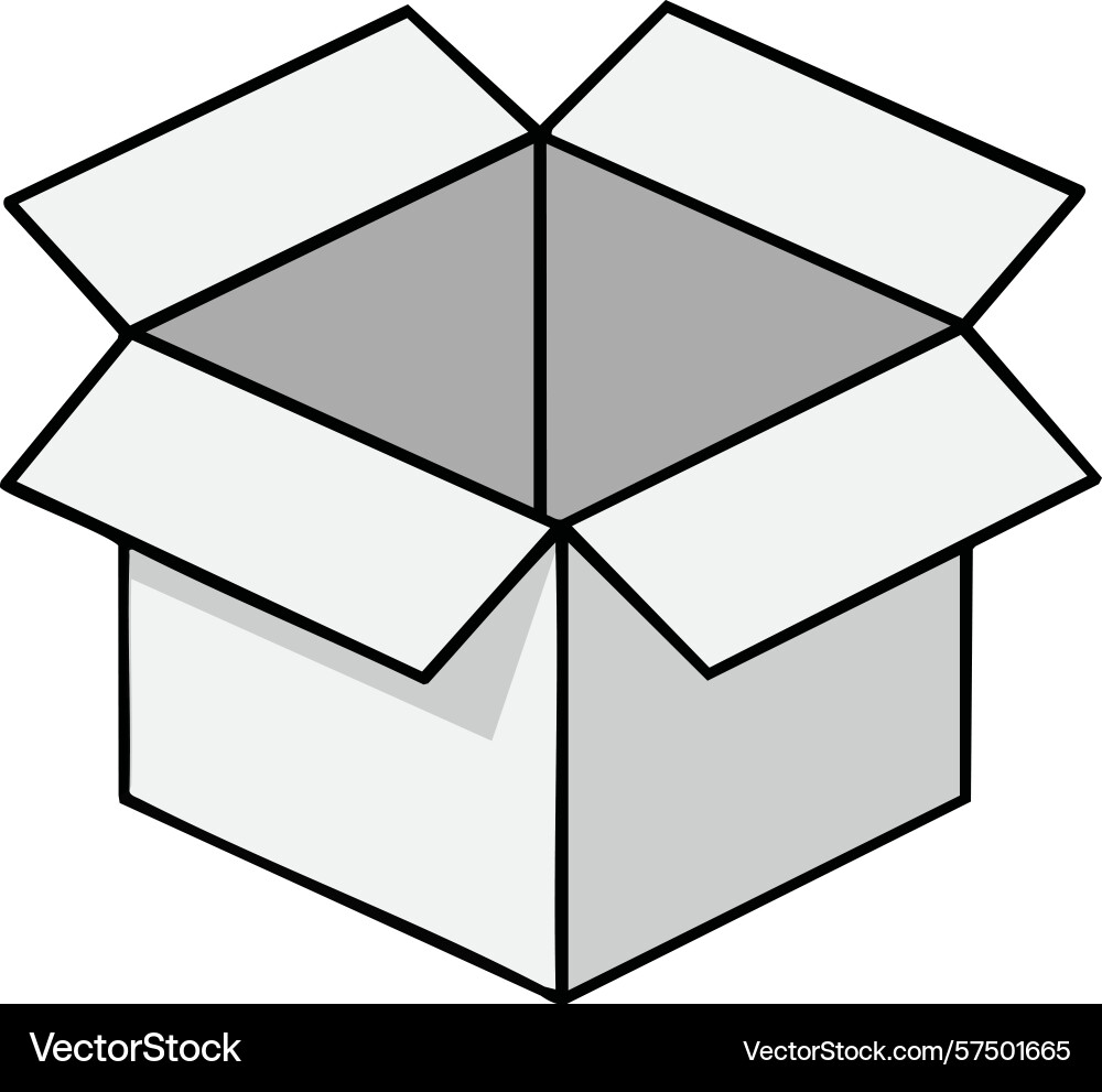 Open cardboard box packaging container with flaps Vector Image