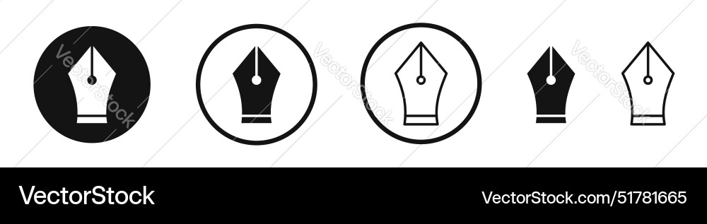 Pen nib line icon set Vector Image
