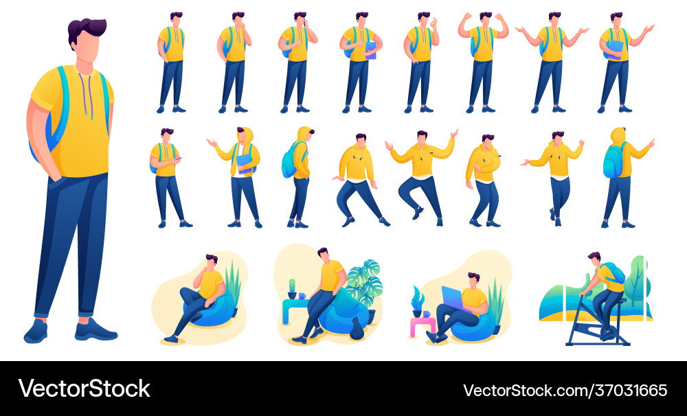 Presentation in various poses and actions Presentation in various poses and actions vector image