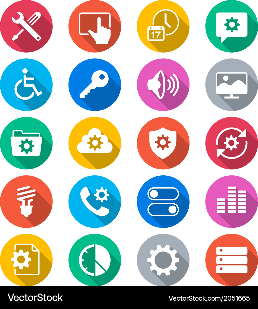 Setting flat color icons Vector Image
