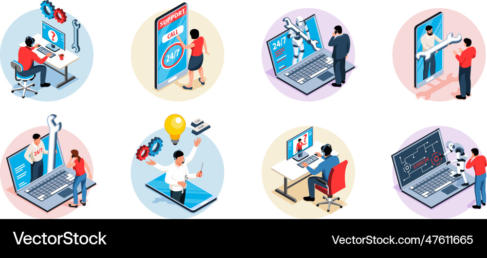 Technical support round compositions Technical support round compositions vector image