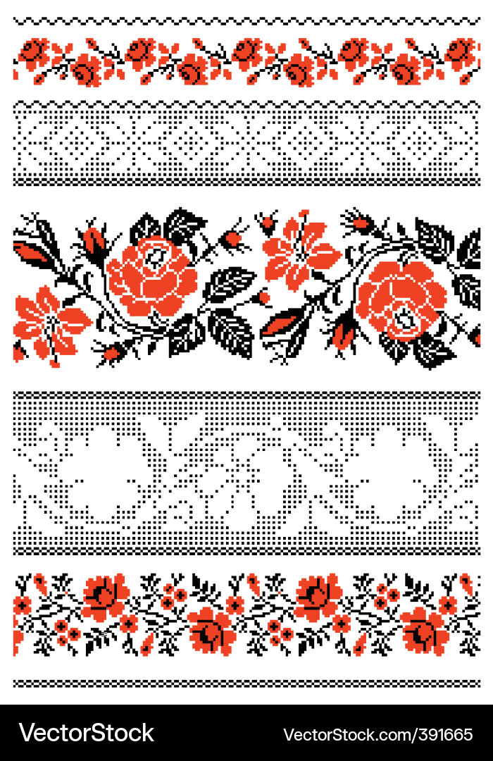 Ukrainian Rose Embroidery vector image