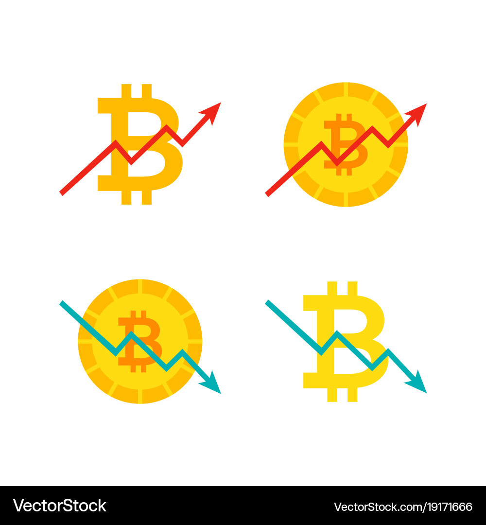Bitcoin Price Chart - Up and Down Arrows vector image