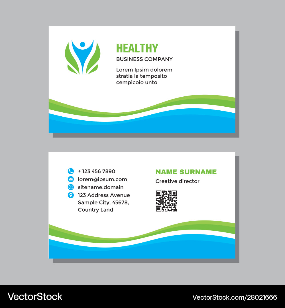 Business visit card template with logo - concept vector image