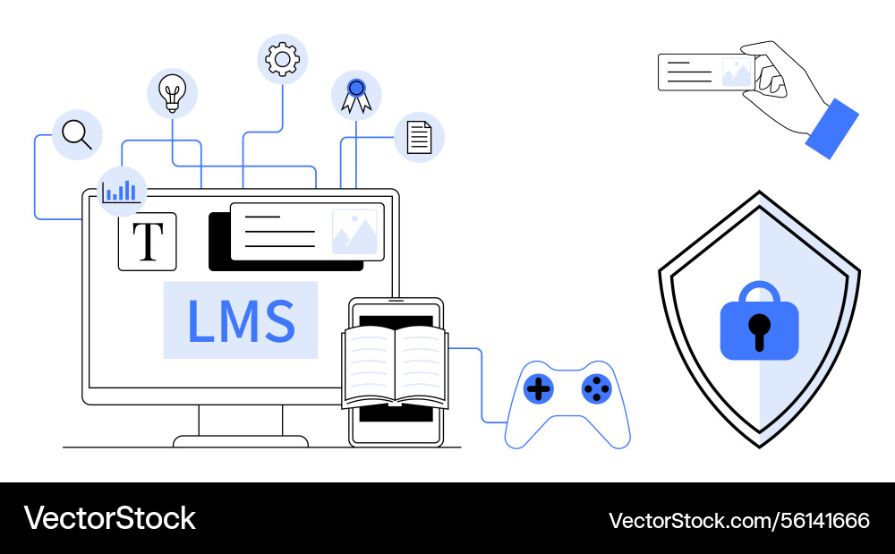 Comprehensive learning management system with e Comprehensive learning management system with e vector image