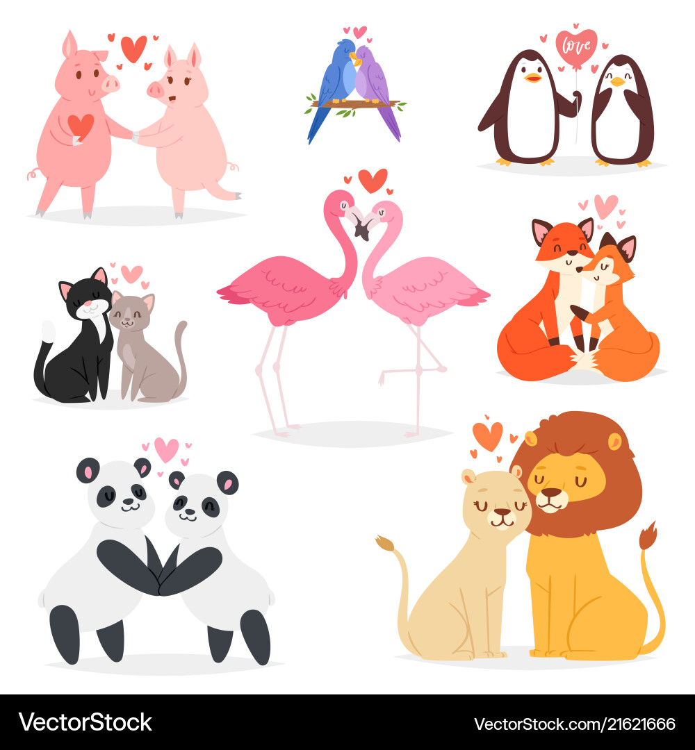 Cute Animal Lovers - Couple in Love Vector Image