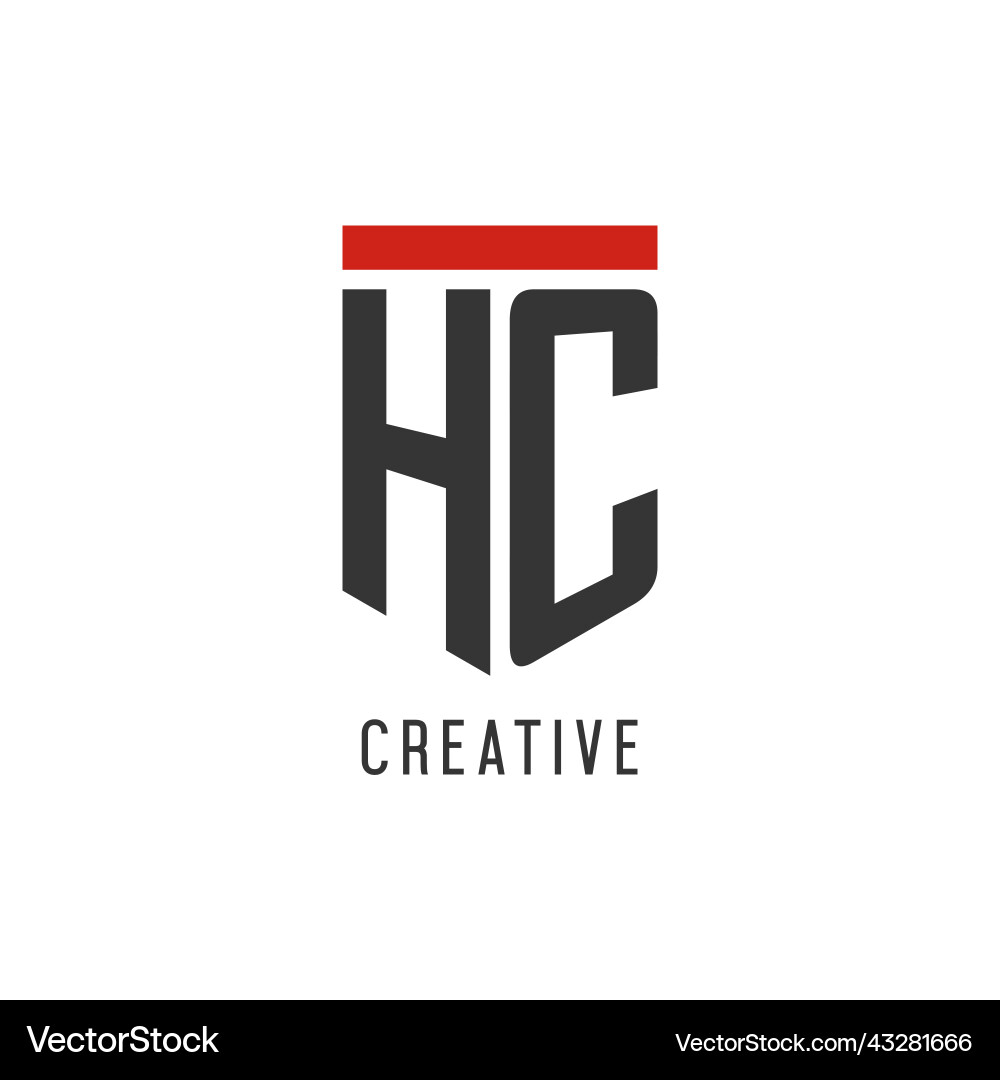 Hc initial esport logo with simple shield design vector image