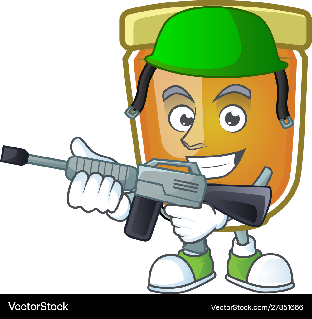 Honey in jar with army character shape Honey in jar with army character shape Vector Image