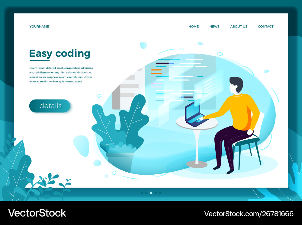Man with notebook easely working code Vector Image
