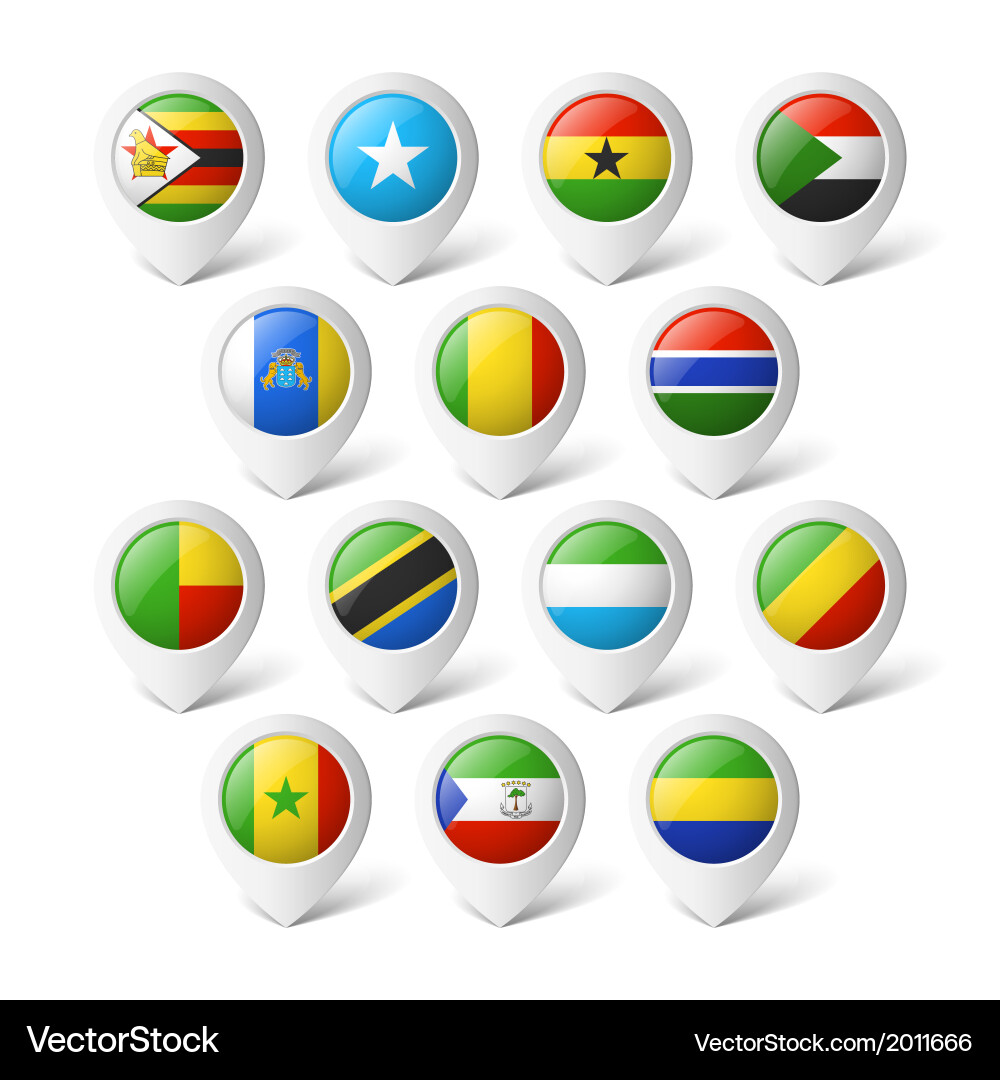 Map pointers with flags africa vector image