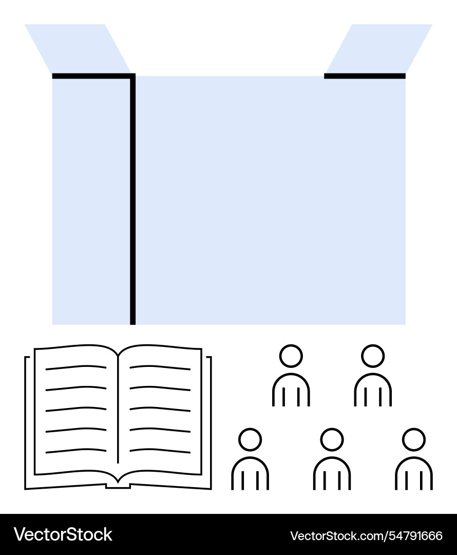 Opened box with book and users Opened box with book and users vector image