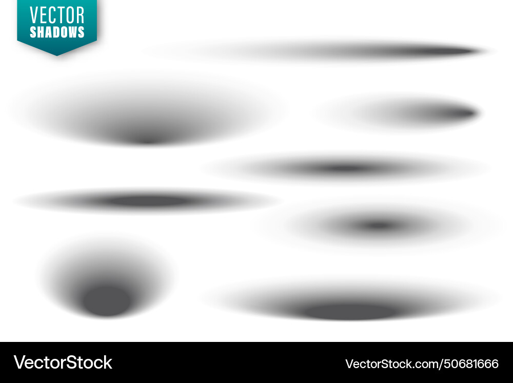 Realistic shadow effect round shadows collection Vector Image