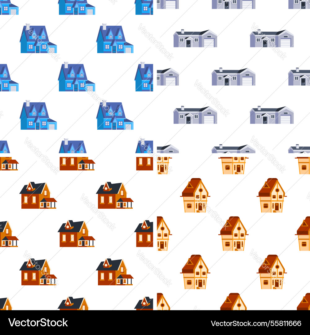 Seamless pattern with colorful houses representing Vector Image