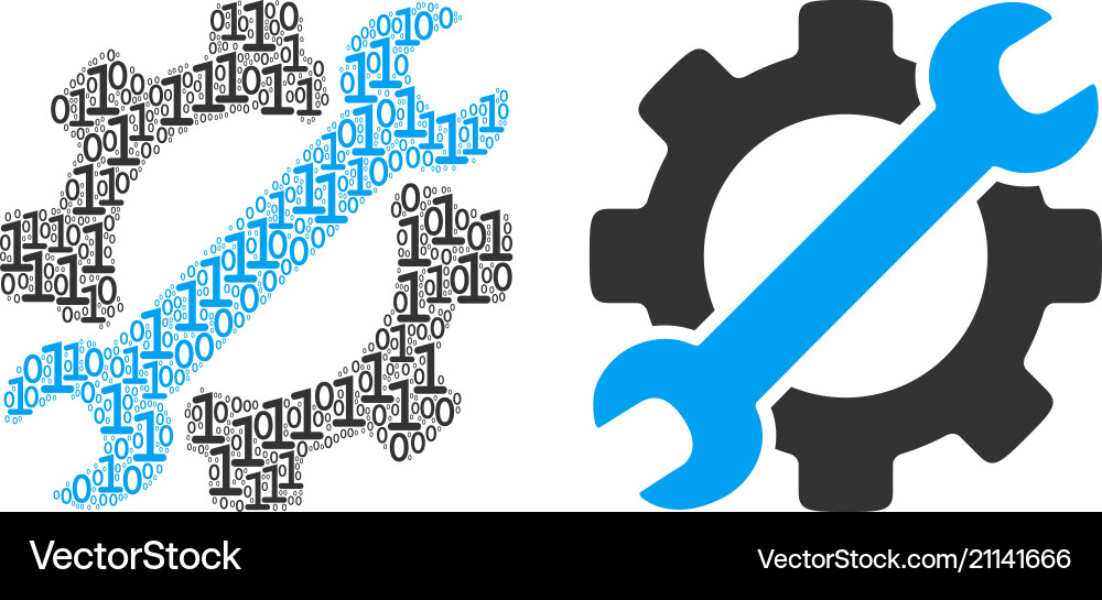 Service tools mosaic of binary digits Service tools mosaic of binary digits vector image