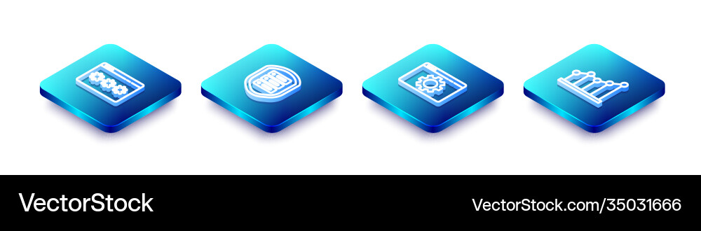 Set isometric line password protection server Set isometric line password protection server vector image
