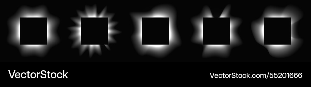 Set of square illuminate light frames vector image