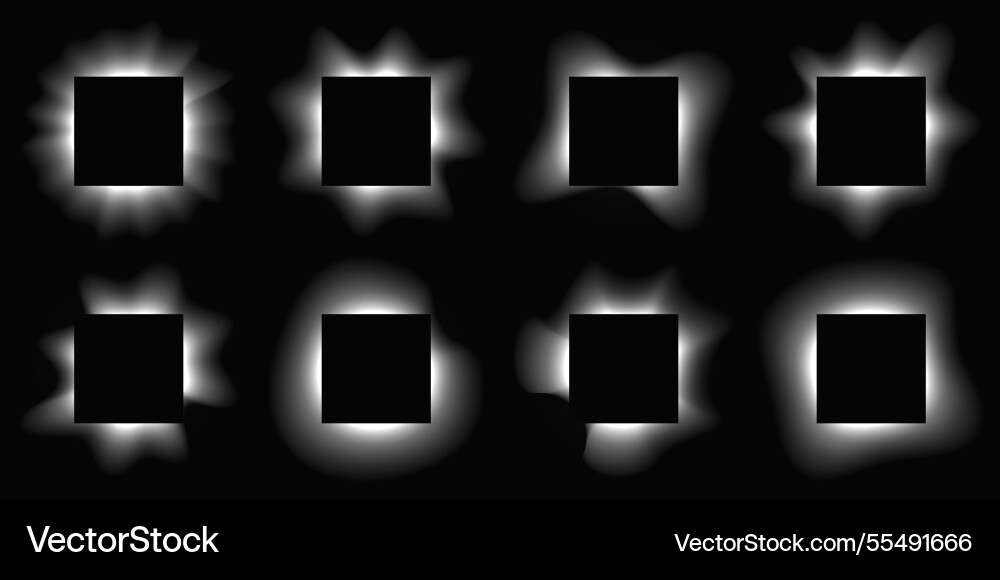 Set of square illuminate light frames Vector Image