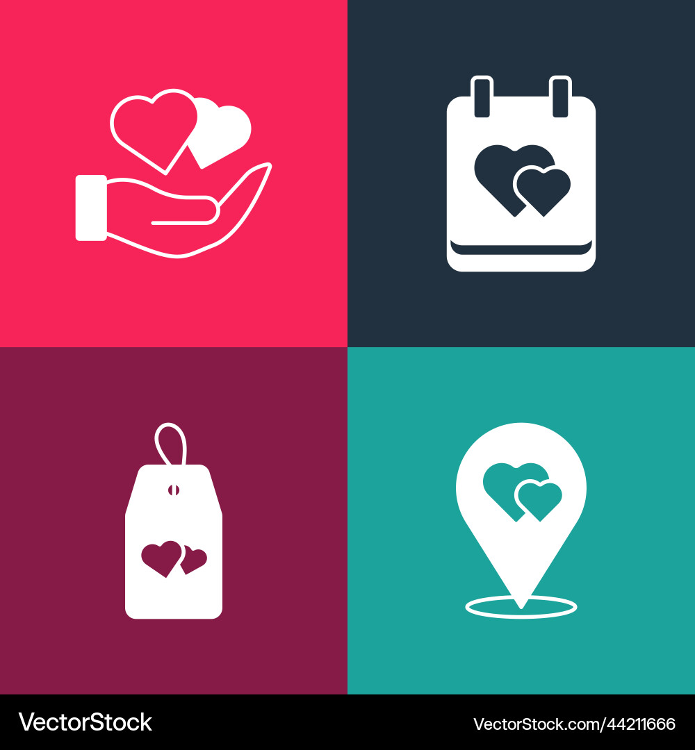 Set pop art location with heart please do Set pop art location with heart please do vector image