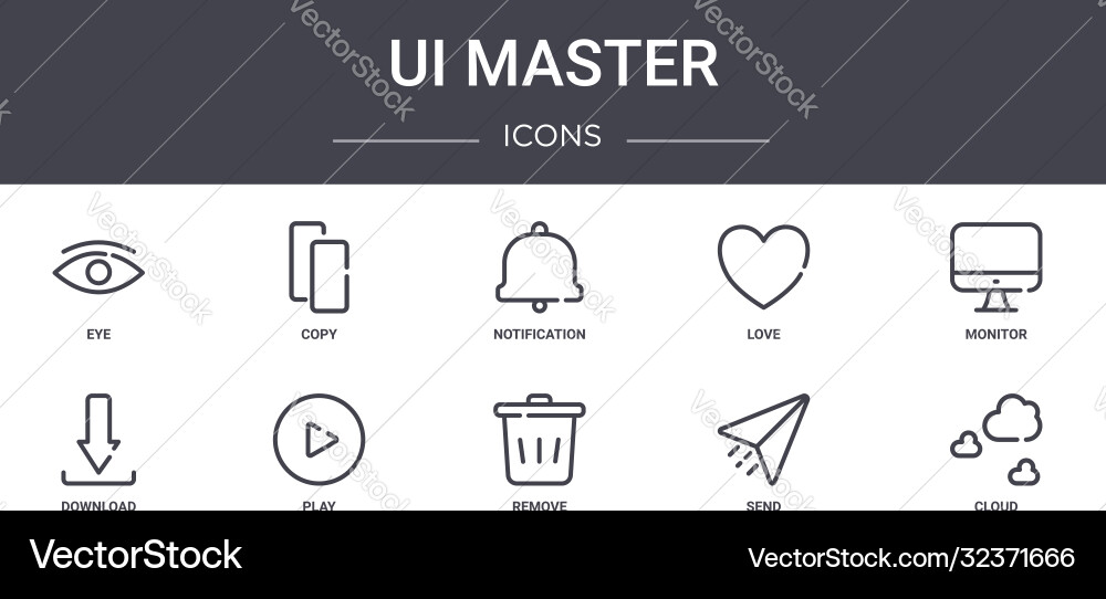 Ui master concept line icons set contains Ui master concept line icons set contains vector image