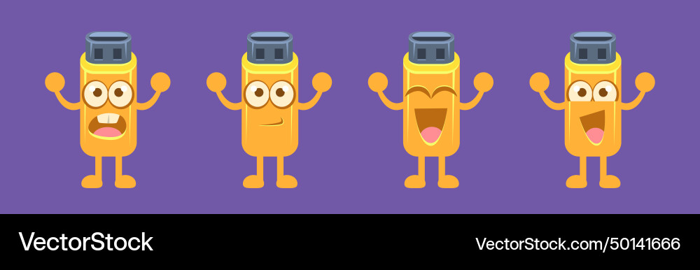 Usb stick character with different emotion Usb stick character with different emotion vector image