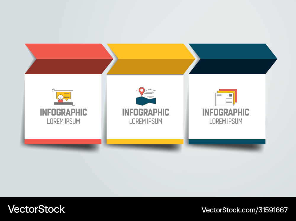 3 steps arrow tutorial chart diagram one two 3 steps arrow tutorial chart diagram one two vector image