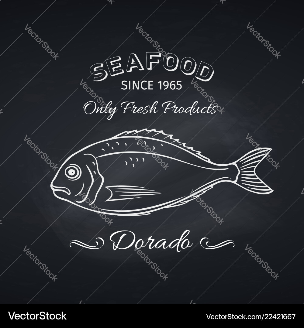 Dorado fish retro hand drawn icon Dorado fish retro hand drawn icon vector image