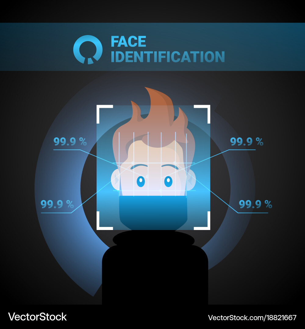 Face identification system scan man access control Face identification system scan man access control vector image