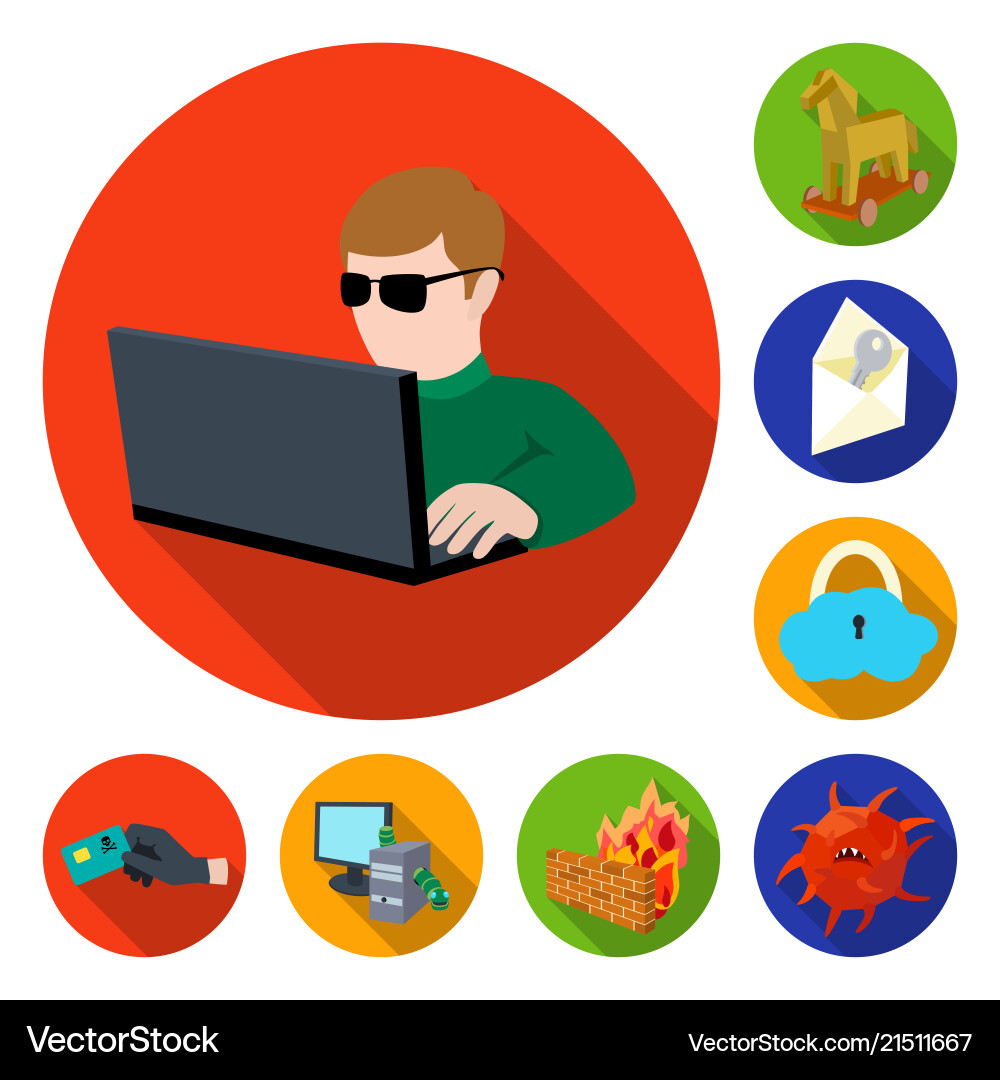 Hacker und Hacking flache Icons in Set-Sammlung Hacker und Hacking flache Icons in Set-Sammlung vektorbild