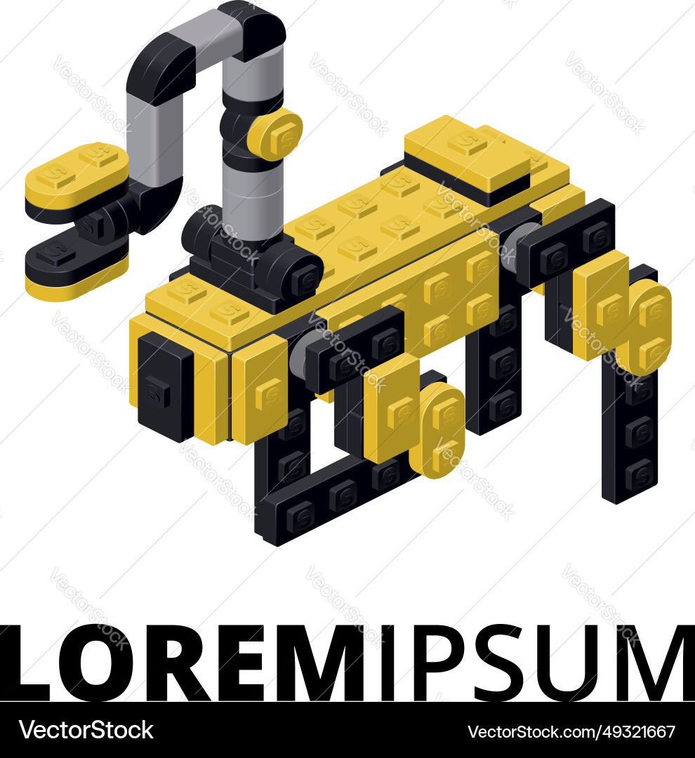 Logo with the image of a robot in isometry Logo with the image of a robot in isometry vector image