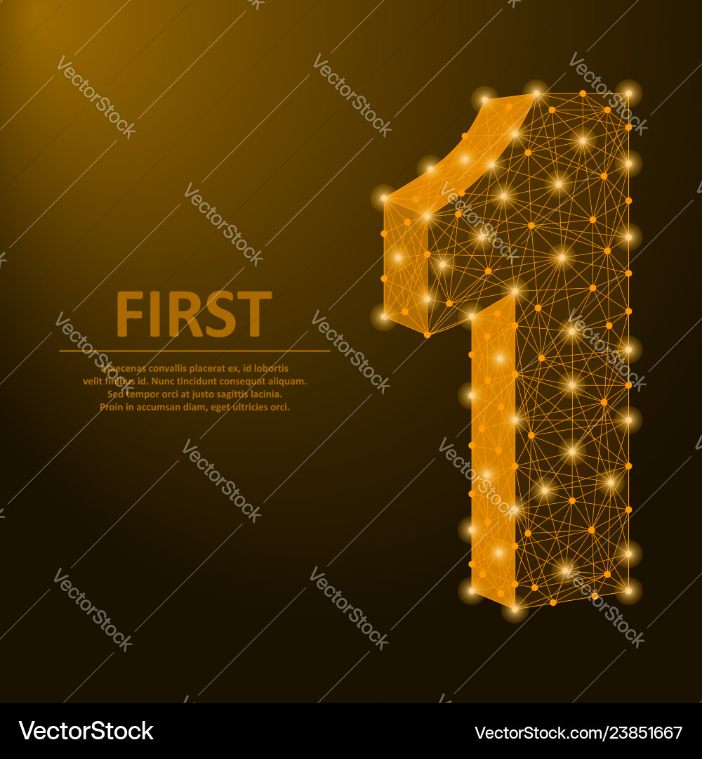 Number one made by points and lines first sign Number one made by points and lines first sign vector image