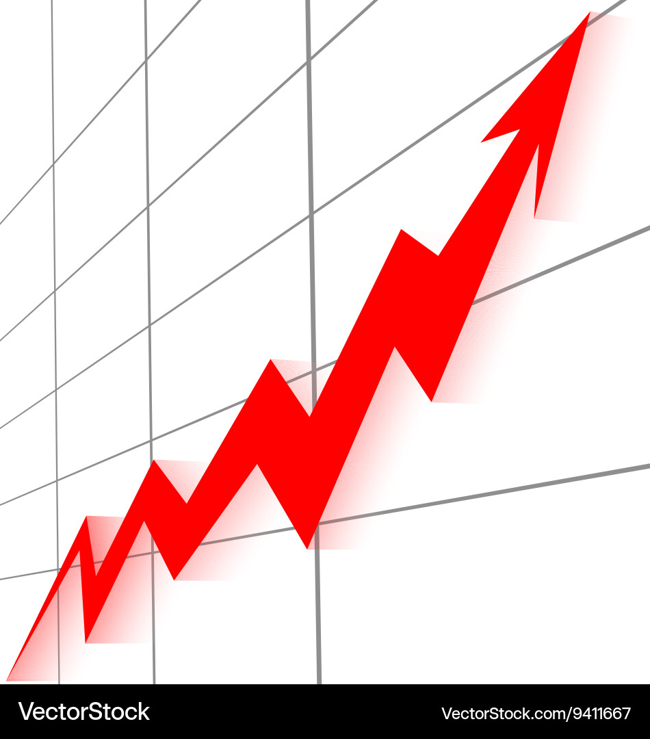 Rising Red Chart Arrow with Grid vector image