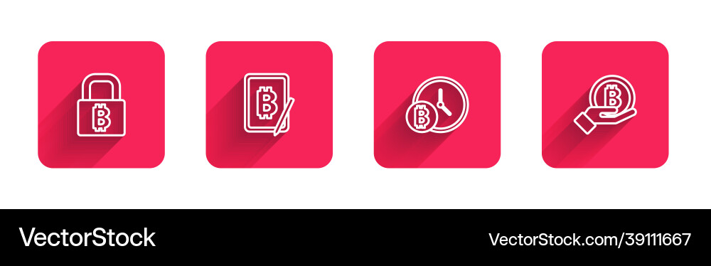 Set line lock with bitcoin mining from tablet vector image